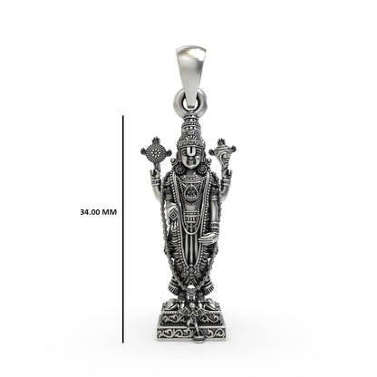 Lord Venkateswara silver pendant close-up,
