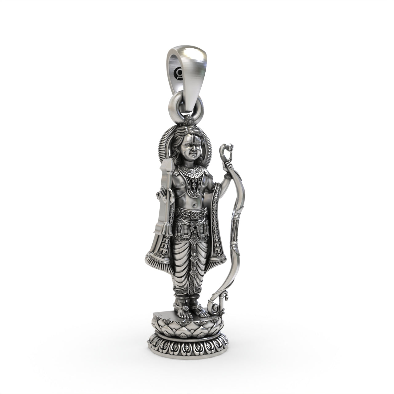 Oxidized Ram Lalla pendant craftsmanship angle,