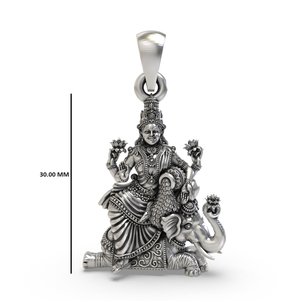 925 silver Lakshmi pendant for devotional wear,