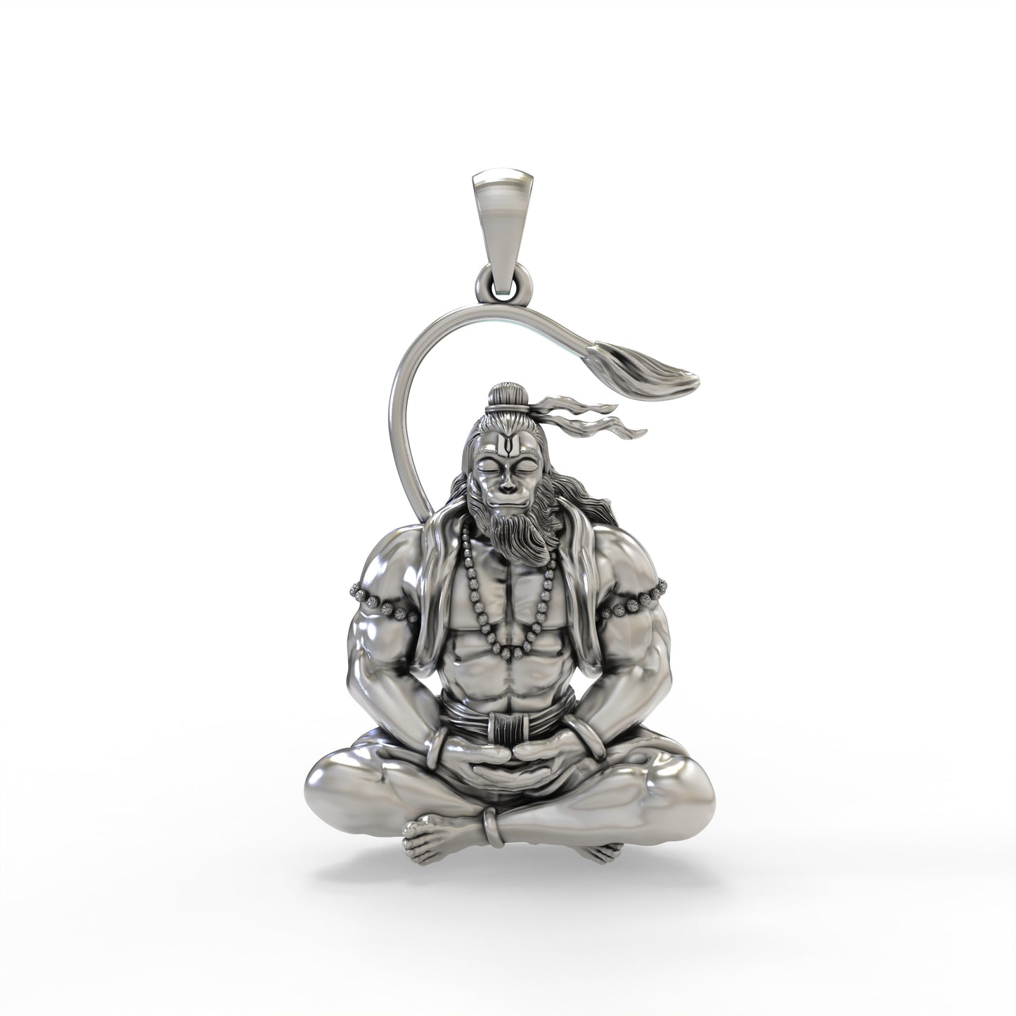 Meditating Hanumanji 925 Silver Pendant
