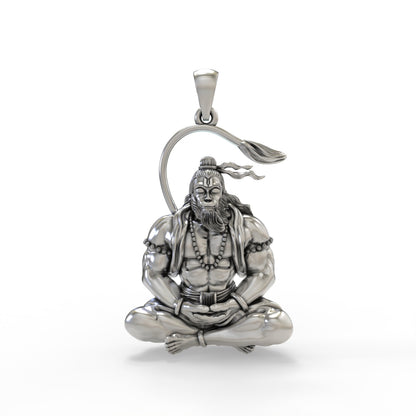 Meditating Hanumanji 925 Silver Pendant