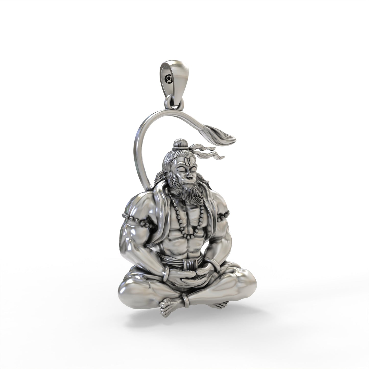 Meditating Hanumanji 925 Silver Pendant