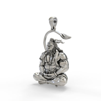 Meditating Hanumanji 925 Silver Pendant