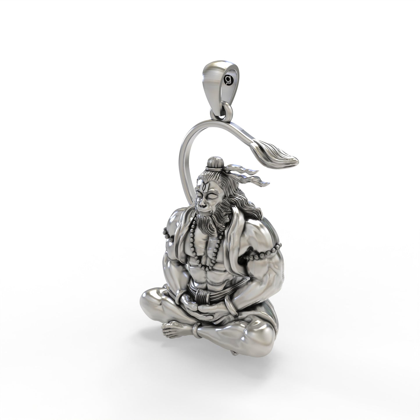 Meditating Hanumanji 925 Silver Pendant