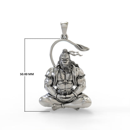 Meditating Hanumanji 925 Silver Pendant