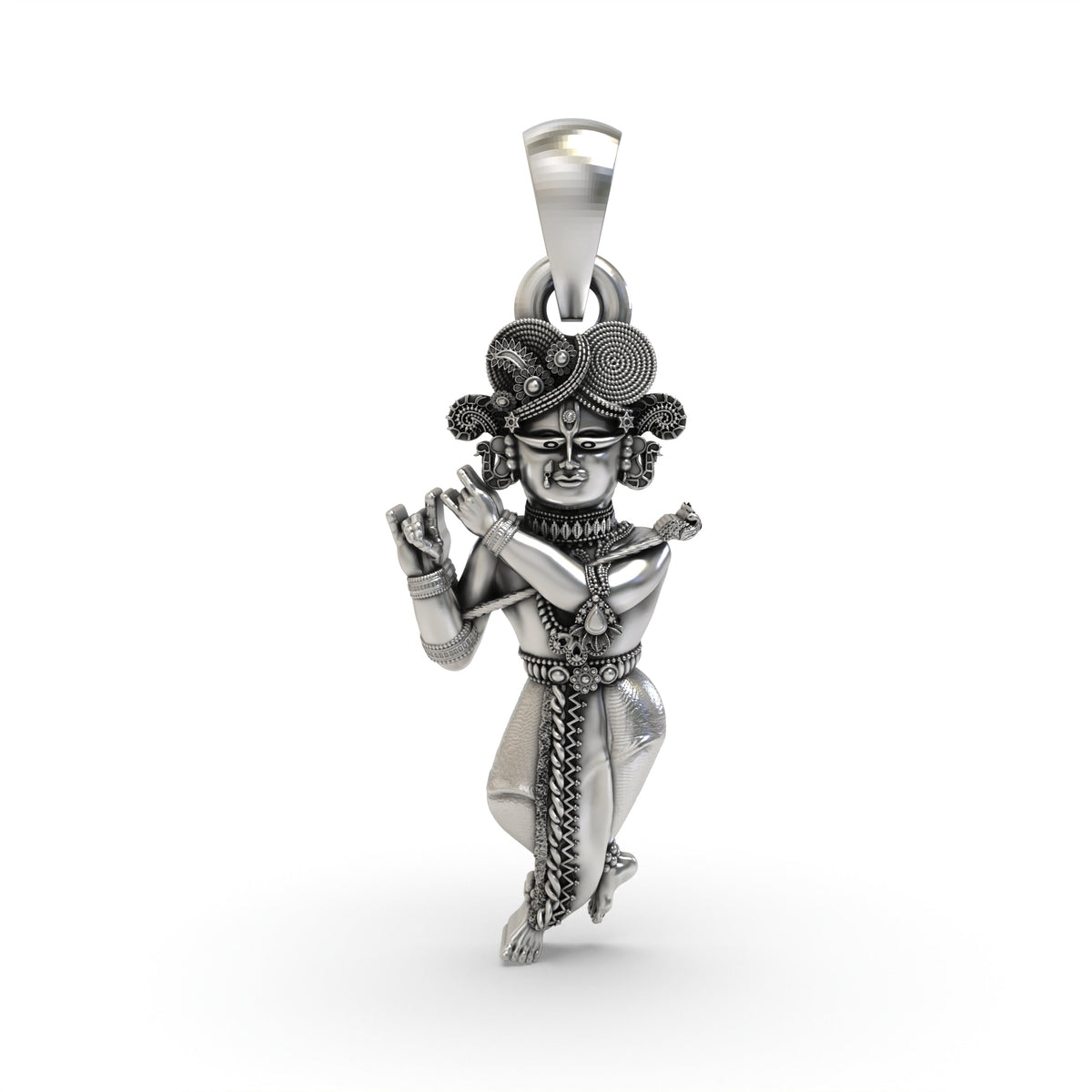 925 Oxidized Silver Radha Raman Pendant – Antique Krishna Locket