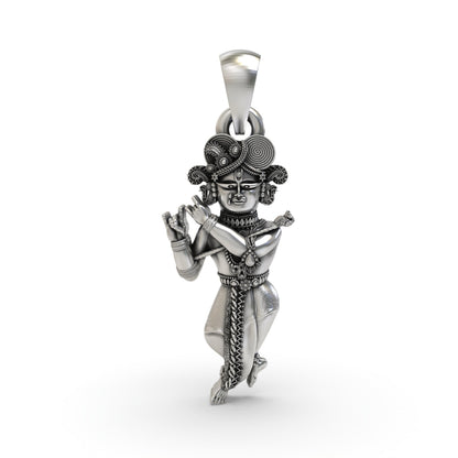 925 Oxidized Silver Radha Raman Pendant – Antique Krishna Locket