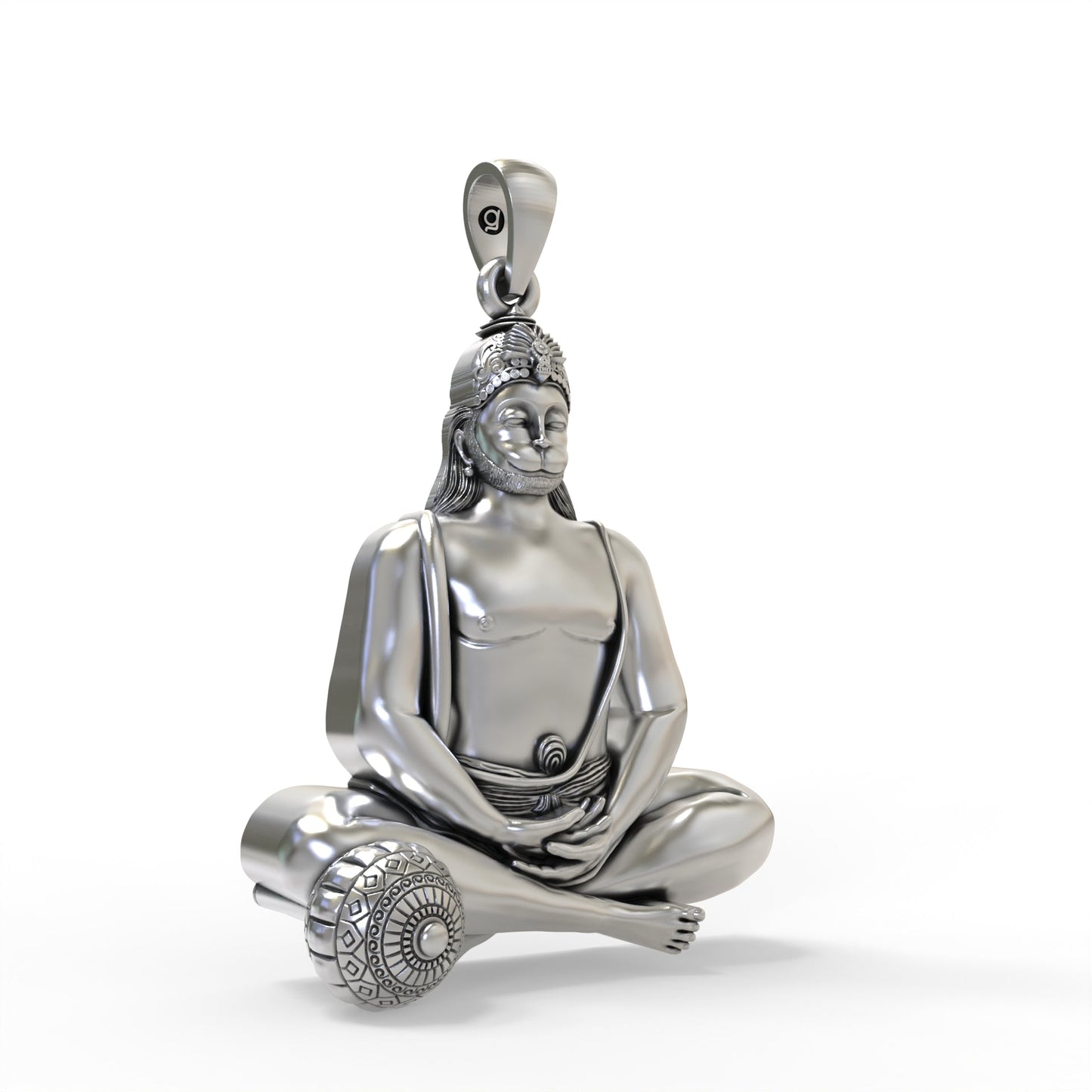 Moraribapu Meditating Hanumanji 925 Silver Pendant – Divine Strength & Devotion