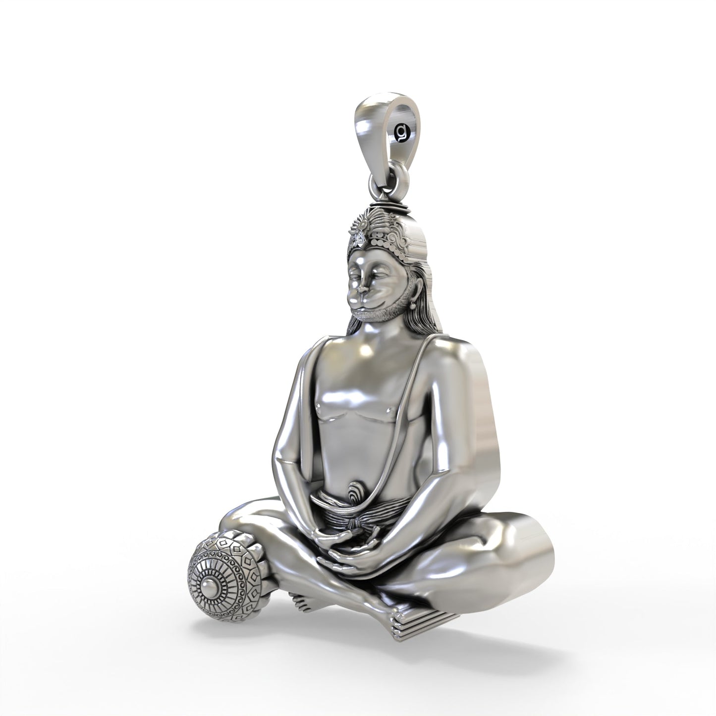 Moraribapu Meditating Hanumanji 925 Silver Pendant – Divine Strength & Devotion