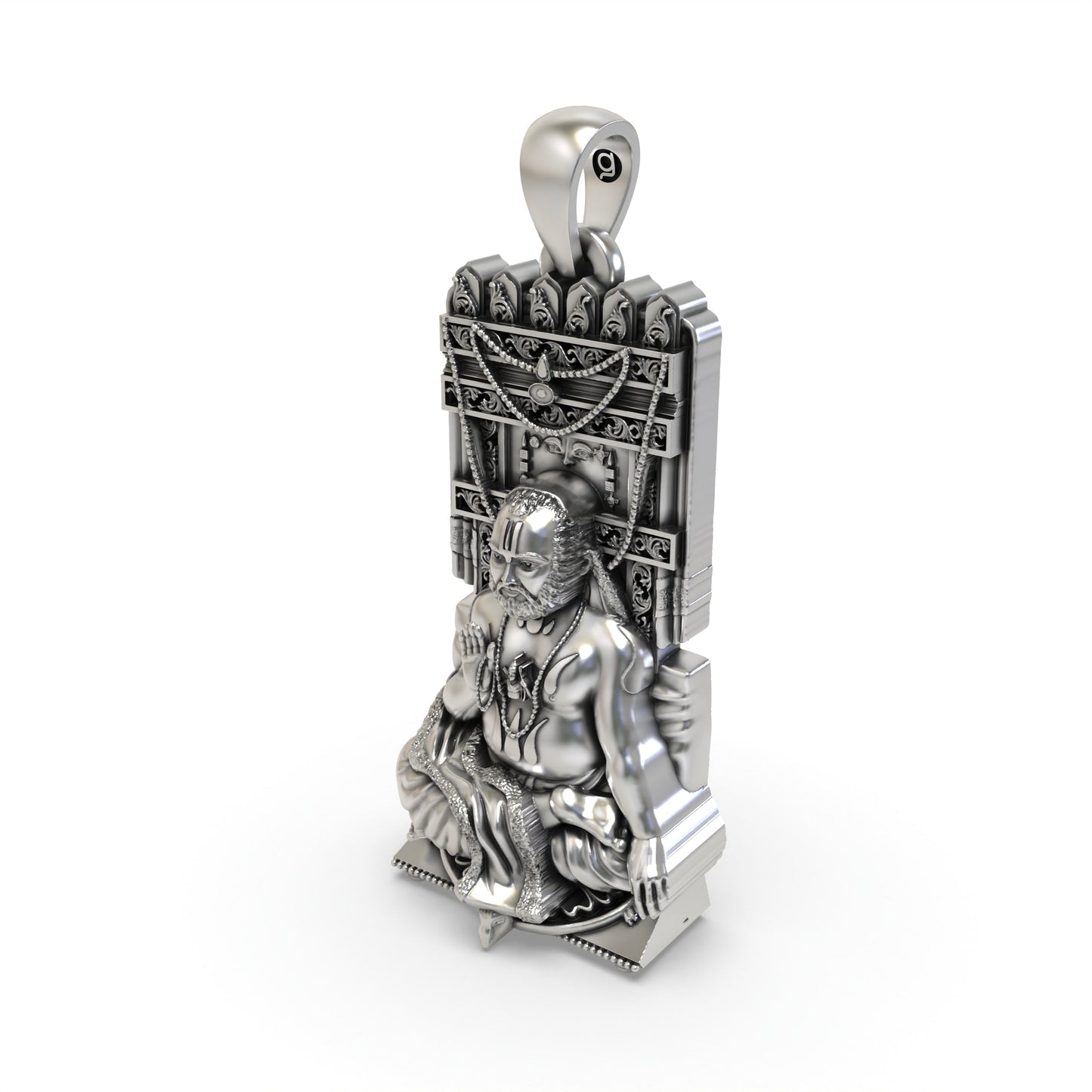 925 Oxidized Silver Raghavendra Tirtha Pendant – Guru Devotional Spiritual Jewelry