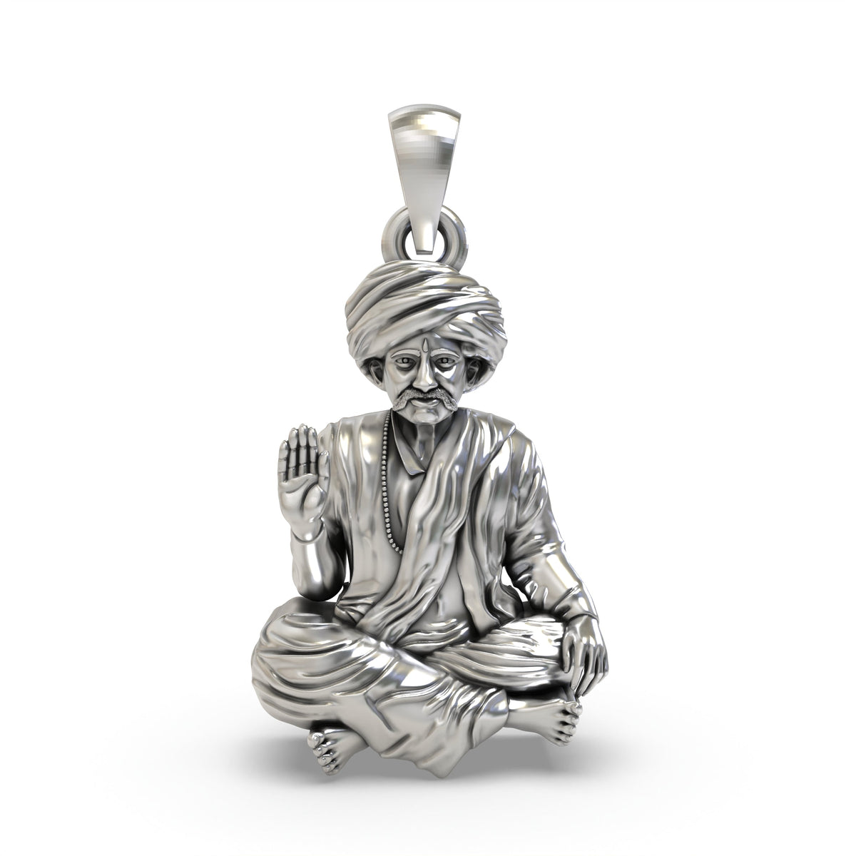 925 Oxidized Silver Bhoja Bhagat Pendant – Gujarati Saint Devotional Jewelry