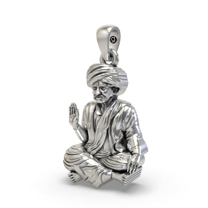 925 Oxidized Silver Bhoja Bhagat Pendant – Gujarati Saint Devotional Jewelry