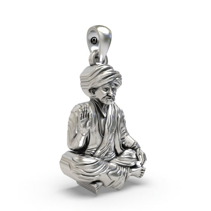 925 Oxidized Silver Bhoja Bhagat Pendant – Gujarati Saint Devotional Jewelry