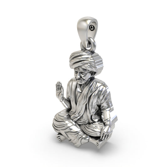 925 Oxidized Silver Bhoja Bhagat Pendant – Gujarati Saint Devotional Jewelry