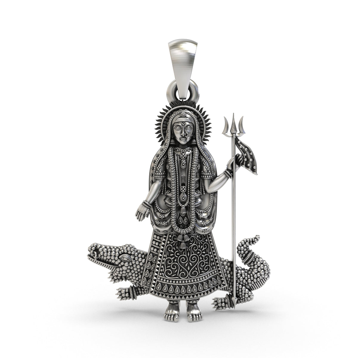 925 Silver Khodiyar Maa Pendant for Protection & Spiritual Blessings