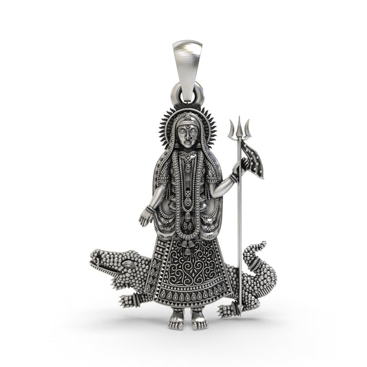 925 Silver Khodiyar Maa Pendant for Protection & Spiritual Blessings