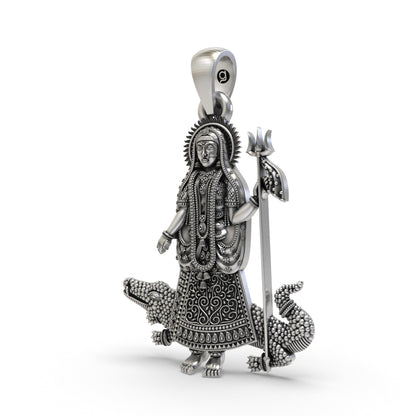 925 Silver Khodiyar Maa Pendant for Protection & Spiritual Blessings