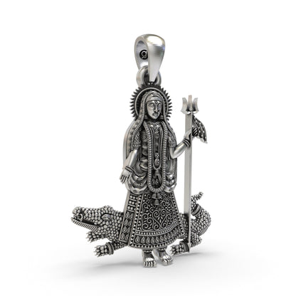 925 Silver Khodiyar Maa Pendant for Protection & Spiritual Blessings