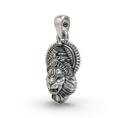 925 Silver Narasimha Face Pendant – Antique Oxidised Finish