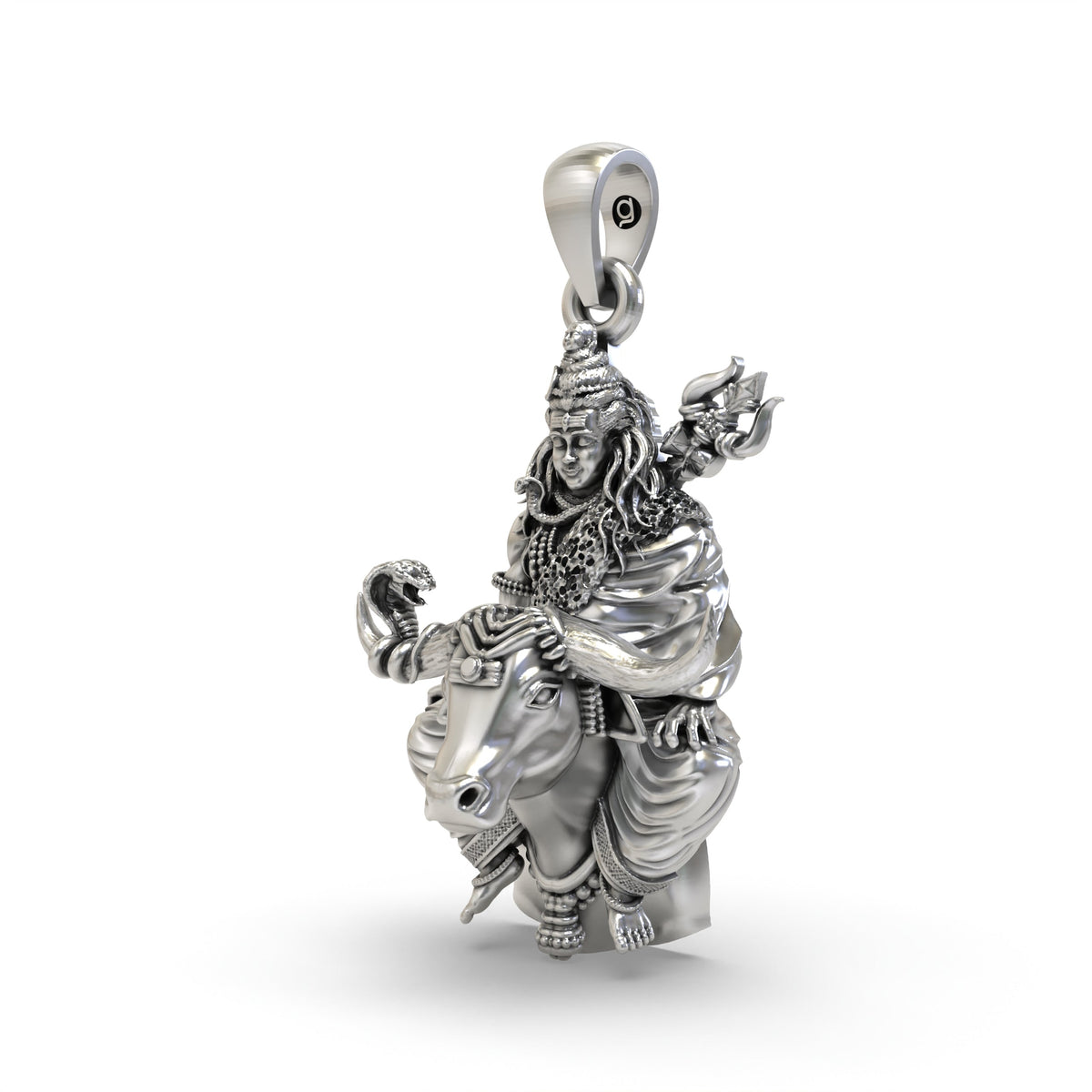 925 Silver Shiva on Nandi Pendant – Antique Oxidised Mahadev Jewelry