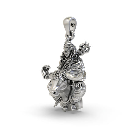 925 Silver Shiva on Nandi Pendant – Antique Oxidised Mahadev Jewelry