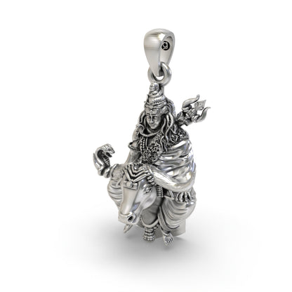 925 Silver Shiva on Nandi Pendant – Antique Oxidised Mahadev Jewelry