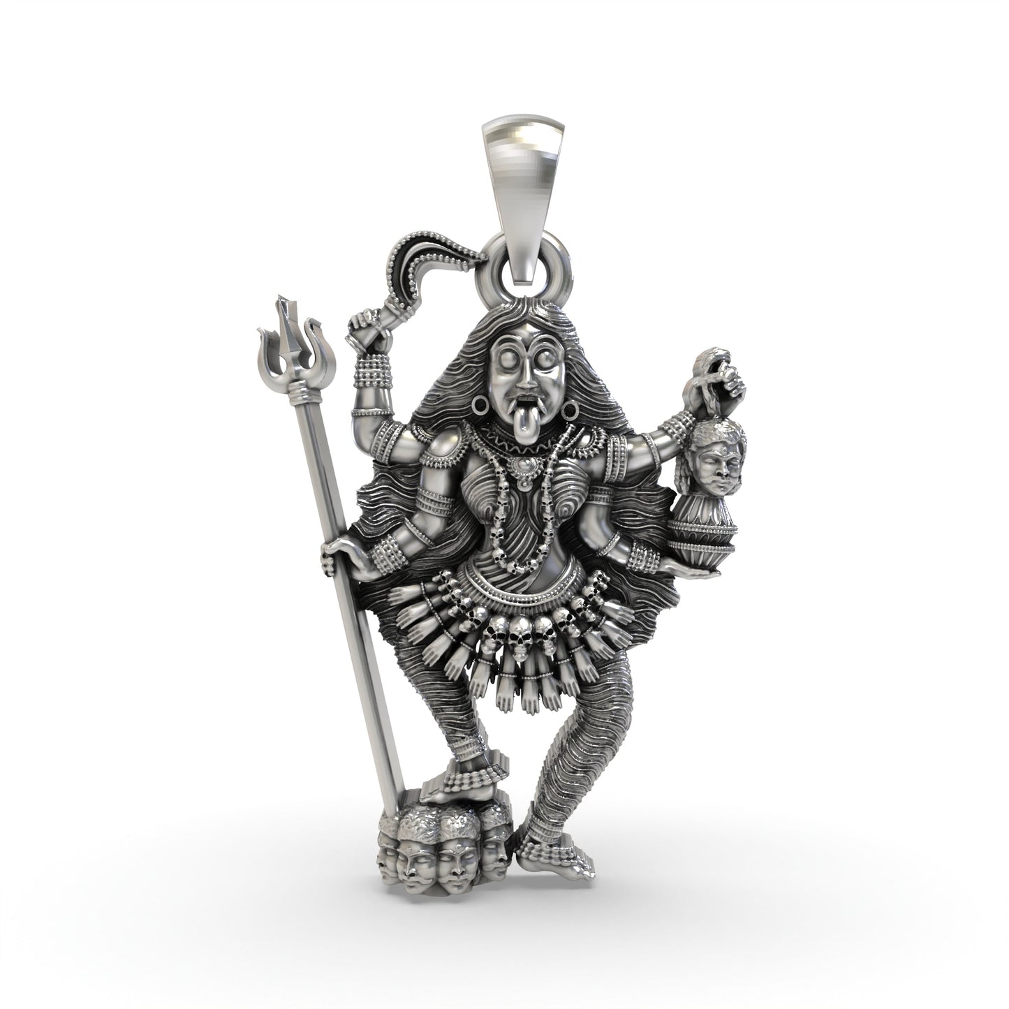 925 Silver Kali Maa Pendant – Oxidised Goddess Kali Devotional Jewelry