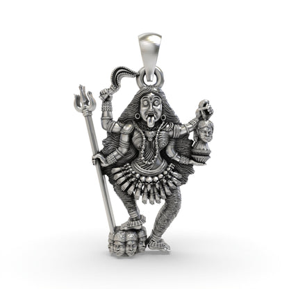 925 Silver Kali Maa Pendant – Oxidised Goddess Kali Devotional Jewelry