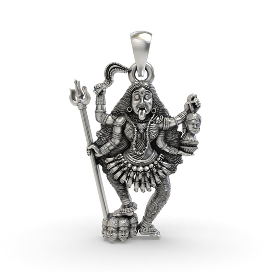 925 Silver Kali Maa Pendant – Oxidised Goddess Kali Devotional Jewelry