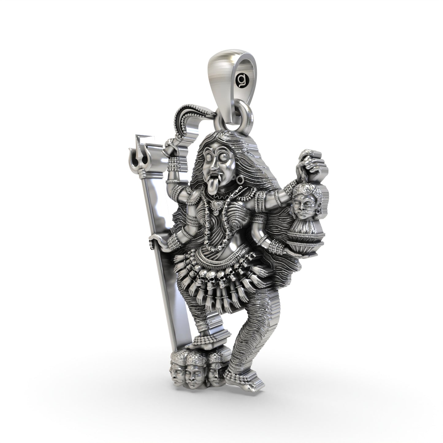 925 Silver Kali Maa Pendant – Oxidised Goddess Kali Devotional Jewelry