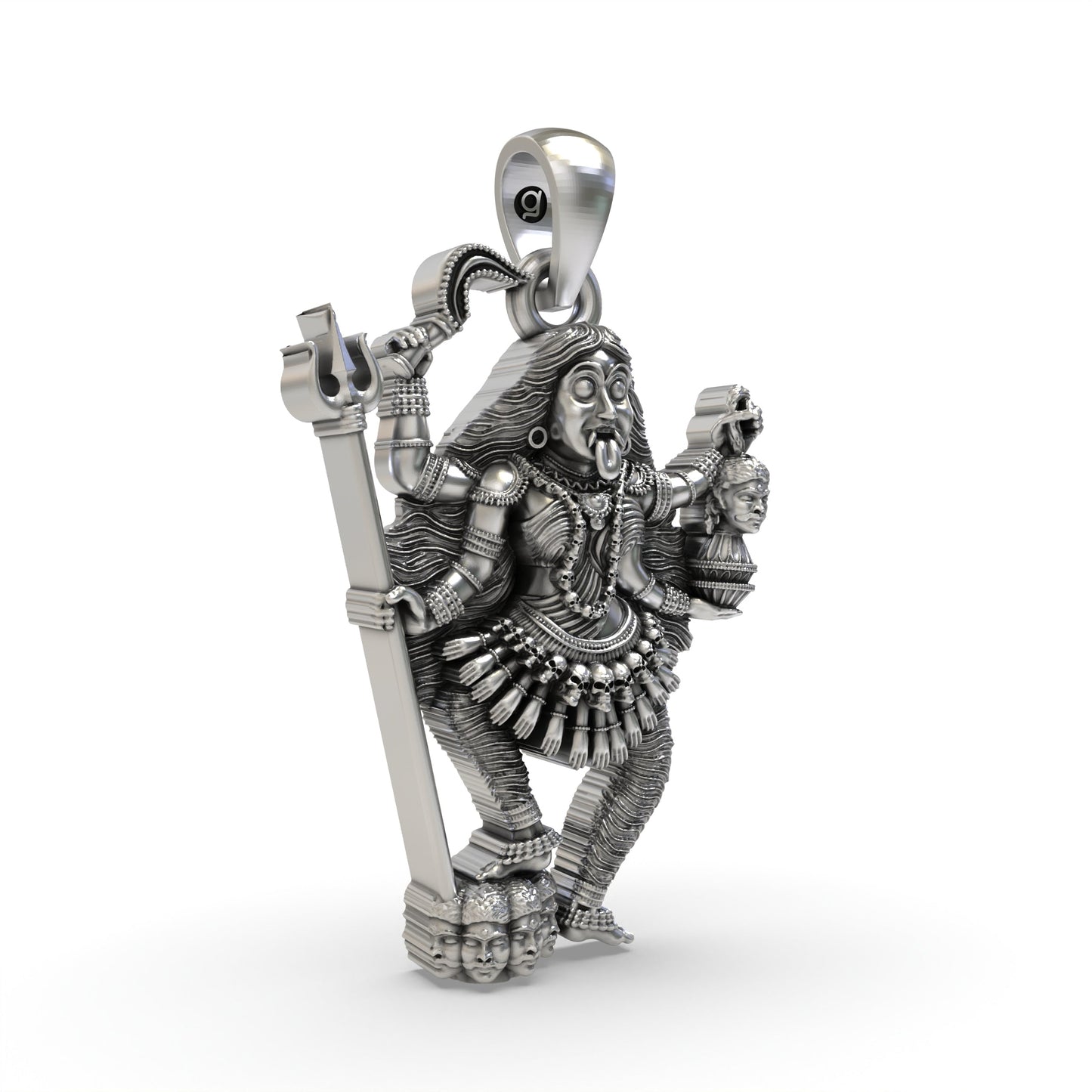 925 Silver Kali Maa Pendant – Oxidised Goddess Kali Devotional Jewelry