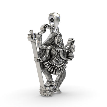 925 Silver Kali Maa Pendant – Oxidised Goddess Kali Devotional Jewelry