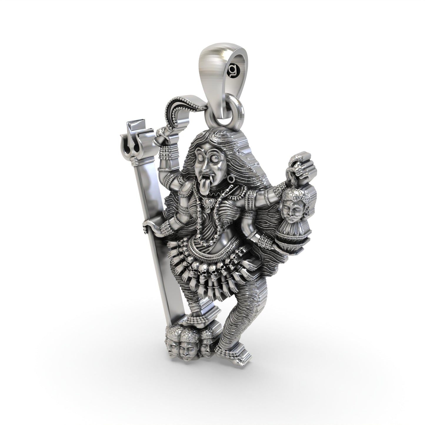 925 Silver Kali Maa Pendant – Oxidised Goddess Kali Devotional Jewelry