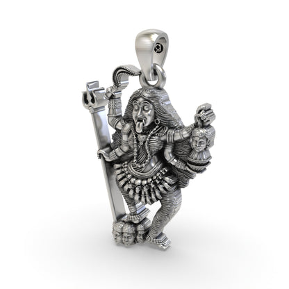 925 Silver Kali Maa Pendant – Oxidised Goddess Kali Devotional Jewelry