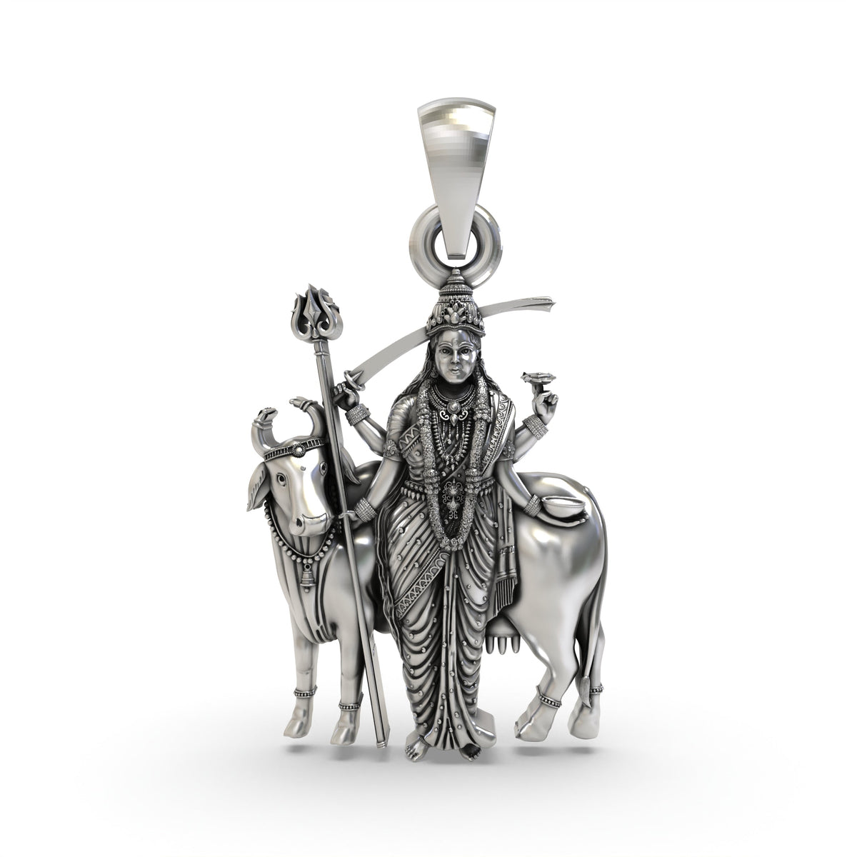 925 Silver Gatral Maa Pendant – Oxidised Devi Maa Devotional Jewelry