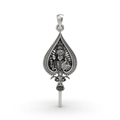 925 Silver Lord Murugan Face & Sacred Vel Pendant