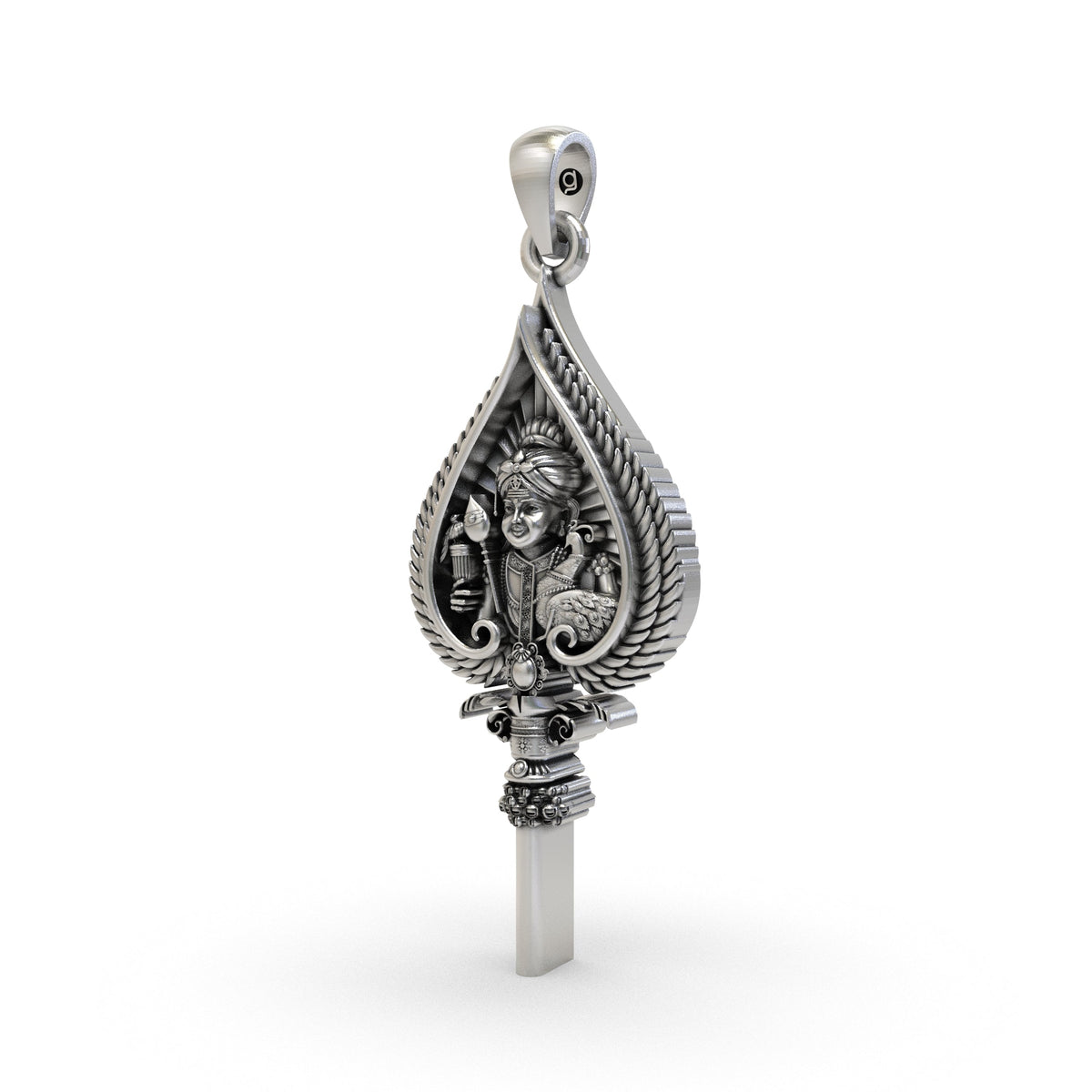 925 Silver Lord Murugan Face & Sacred Vel Pendant