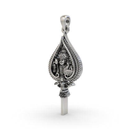 925 Silver Lord Murugan Face & Sacred Vel Pendant