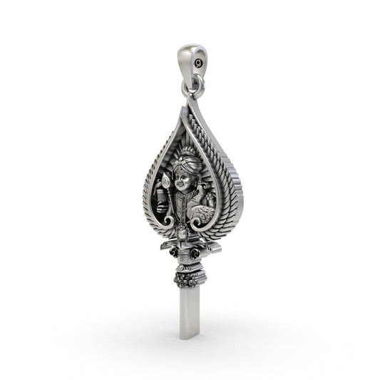 925 Silver Lord Murugan Face & Sacred Vel Pendant