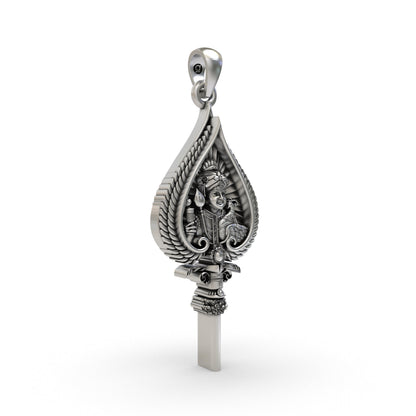 925 Silver Lord Murugan Face & Sacred Vel Pendant