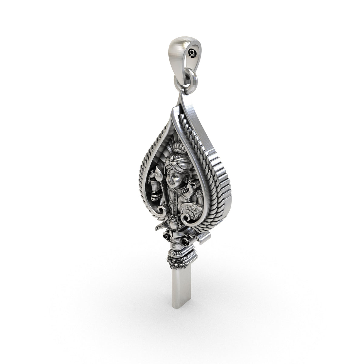 925 Silver Lord Murugan Face & Sacred Vel Pendant