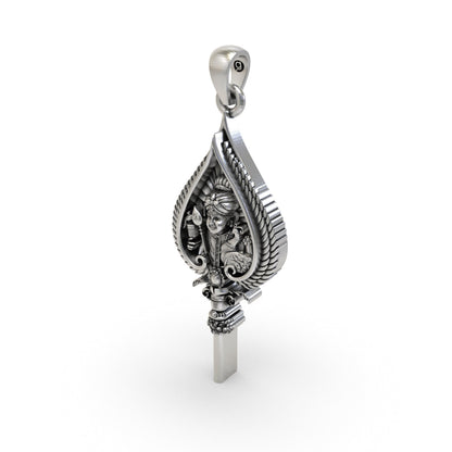 925 Silver Lord Murugan Face & Sacred Vel Pendant