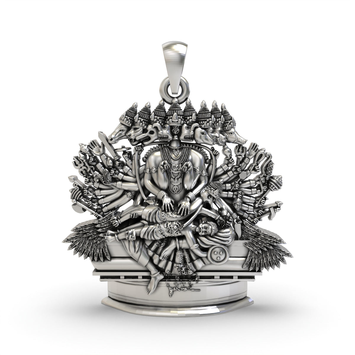 925 Silver Ashta Mukha Ganda Bherunda Pendant – Fierce Narasimha Devotional Jewelry