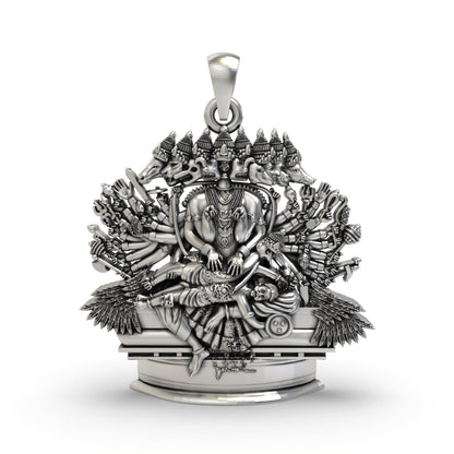 925 Silver Ashta Mukha Ganda Bherunda Pendant – Fierce Narasimha Devotional Jewelry