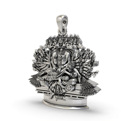 925 Silver Ashta Mukha Ganda Bherunda Pendant – Fierce Narasimha Devotional Jewelry