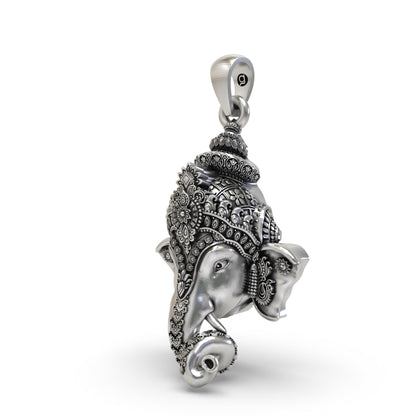 Sacred Ganpati Face 925 Silver Pendant