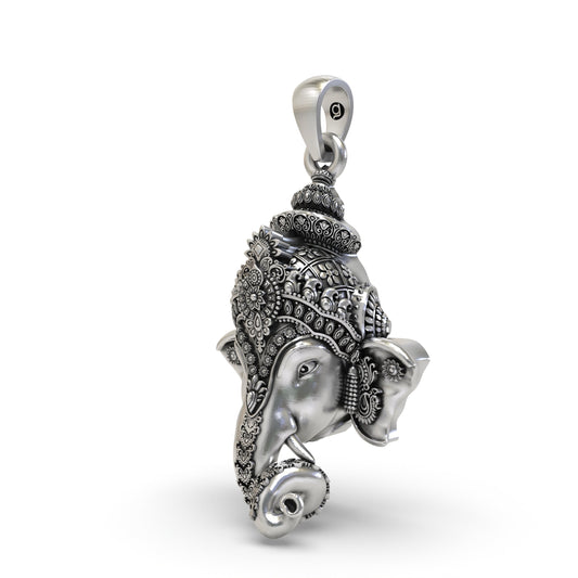 Sacred Ganpati Face 925 Silver Pendant