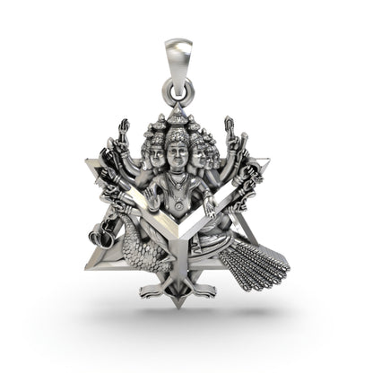 925 Silver Shanmukha Pendant – Six-Faced Lord Murugan Devotional Jewelry