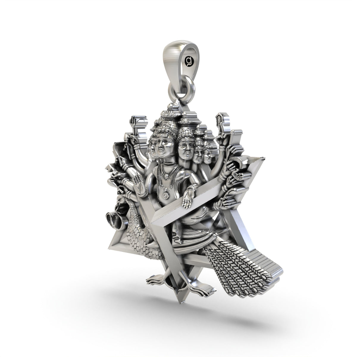 925 Silver Shanmukha Pendant – Six-Faced Lord Murugan Devotional Jewelry