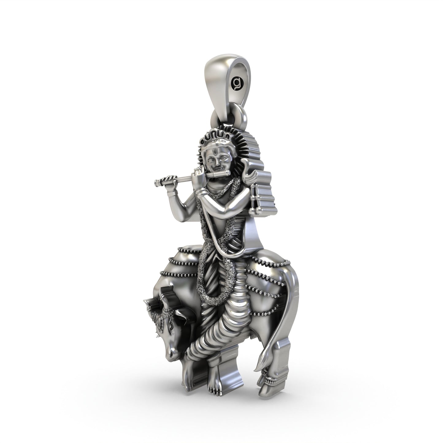 925 Silver Krishna with Cow Pendant – Gopala Govinda Venu Gopal Devotional Jewelry